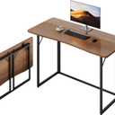 JOYMOOP 47.2" Folding Desk - Brown, No Assembly Large Size Foldable Desk for Home, Office, Wooden Top Folding Computer Desk for Working, Writing, Studying, 47.2" Width