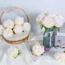 16pcs Peony Artificial Flowers Fake Peonies Bulks Cream White Silk Peonies Flowers Faux Peony Flowers Heads with Stems for Home Wedding Party Festival Baby Shower Decorations (Cream White)