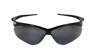 KleenGuard V30 Nemesis Safety Glasses (25688), with Mirror Coating, Smoke Lenses, Black Frame, Unisex Sunglasses for Men and Women (Qty 12)
