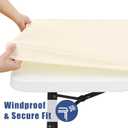Moosfor Spandex Picnic Table Cloth 2 Pack, Elastic Fitted Tablecloths for Square Tables, Stretch Washable Patio Table Cover for Outdoor, Camping, Banquet and Parties (Champagne, 34"x34")