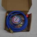 R134A Refrigerant Charge Hose Kit, 1/4” SAE Port for R12 R22 Air Conditioning, 59" Recharge Hose with 2.75" Gauge, Removable Universal Freon Can Tap, and R134a Low Side Quick Couple for Car