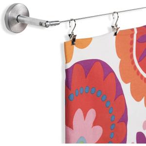 Fasthomegoods Window Decor Drapery Curtain Wire Rod Set with 24 Clips Stainless Steel Chrome 16.5 Feet Long