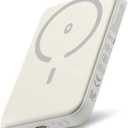 Magnetic Power Bank for iPhone 17, 5000mAh MagSafe Portable Charger, 0.5'' Slim Wireless Power Bank with USB C Cable, Travel Essentials MagSafe Battery Pack for iPhone 17/16/15/14/13/12, White