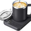 Coffee Mug Warmer & Mug Set for Desk, Smart Coffee Cup Warmer with 16oz Heated Mug, Coffee Heater with Auto Shut Off for Office/Home, Birthday/Valentine's Day/Coffee Gifts for Men & Women, Black
