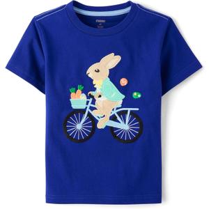Gymboree Boys and Toddler All Holidays Short Sleeve Embroidered Tops (4T, Bicycle Bunny)