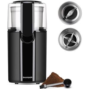 SHARDOR Coffee Grinder Electric, Spice Grinder Electric, Herb Grinder, Grinder for Coffee Bean Spices and Seeds with 2 Removable Stainless Steel Bowls, Black