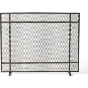 Christopher Knight Home Markus Modern Single Panel Iron Firescreen, Black Brushed Gold Finish