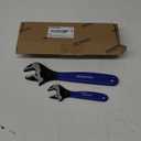WORKPRO 2-piece Adjustable Wrench Set, 6-Inch & 10-Inch Wrenches, Wide Jaw Black Oxide Wrench, Metric & SAE Scales, Cr-V Steel, for Home, Garage, Workshop (Blue)