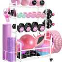 Dumbbell Rack, Weight Rack for Home Gym Dumbbells, Adjustable Barbell Rack for Kettlebells Yoga Mat & Balls, Sports Equipment Organizer Storage Rack with Wheels for All in One Workout (White)