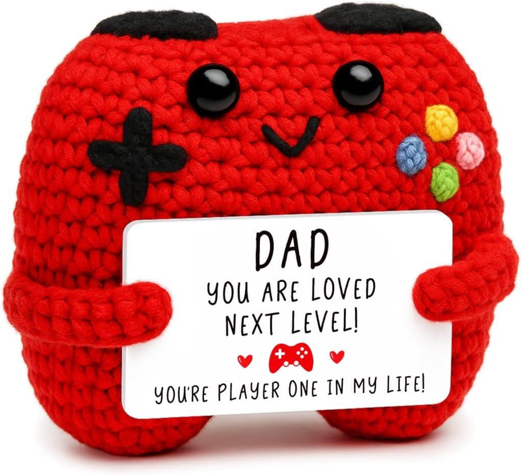 Busy Gaming Life Crochet Game Controller Dad Gifts for Easter Fathers Day Birthday, Best Dad Ever Gifts for Father from Son Daughter, Easter Basket Stuffers for Daddy