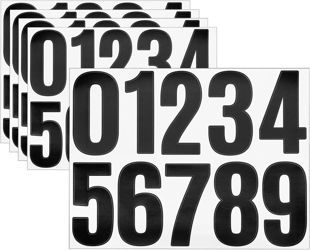 uxcell 5 Sheets Vinyl House Numbers, 4 Inch Waterproof Self-Adhesive Number Stickers for Mailbox, Sign, Window, Door, Address Number, Black