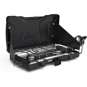 Coleman Triton 2-Burner Propane Stove, Portable Camping Cooktop with 2 Adjustable Burners & Wind Guards, 22,000 BTUs of Power for Camping, Tailgating, Grilling, BBQ, & More