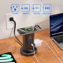 Power Strip Tower, kakyanill Surge Protector Tower 10 AC Outlets 8 USB (4 USB C), 6 Ft Retractable Extension Cord, Charging Station for Office Dorm Room, Black
