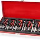 Premium 131-Piece Metric Helicoil Thread Repair Kit, Comprehensive HSS Drills, Inserts, Taps, and Tools for M5, M6, M8, M10, M12, Ideal for Automotive and Engine Repairs