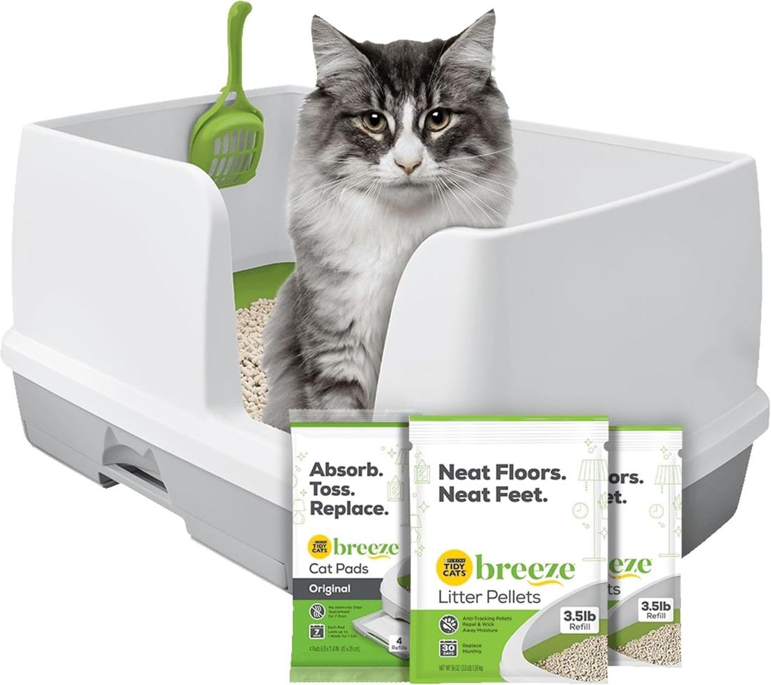Purina Tidy Cats Non Clumping Litter System, Breeze XL All-in-One Odor Control & Easy Clean Multi Cat Box - 18 lb. Box (XL, Gray)