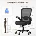 Mimoglad Ergonomic Office Chair - Desk Chair with Flip-up Armrests & 135 Recline, Adjustable Lumbar Support - Space-Saving Task Chair for Business/Team Office & Home (Black, 350lbs)