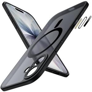 JETech Magnetic Case for iPhone 17 6.3-Inch Compatible with MagSafe, Shockproof Slim Phone Cover with Built-in Camera Control Button, Matte Translucent Back (Black)