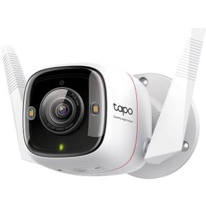 Tapo TP-Link ColorPro Wi-Fi Outdoor Camera | Plug-in | Daylight Clarity at Night | 2K QHD | Person/Pet/Vehicle Detection | Local/Cloud Storage | 127 FOV | Built-in Siren C325WB