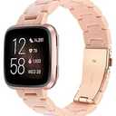 Wearlizer Resin Band Compatible with Fitbit Versa/ Versa 2 / Versa Lite/ Versa SE Bands for Women Men Lightweight Bracelet Replacement Wristband Strap for Versa 2 Smartwatch, Matte Pink