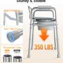 SOUNDFUSE 3 in 1 Bedside Commode Chair, Sturdy Dual-Crossbar Support, 350 Lbs Weight Capacity, Bedside Commode for Seniors with 7.5Qt Bucket, Portable Potty Chair for Adults, Silver