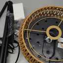 Boho Farmhouse Standing Lamp with Rattan & Linen Shades, Stepless Dimmable Bulb, Black Metal Base for Living Room, Bedroom, Office