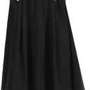 Kinnette Women's Midi Flowy Skirts Summer A-Line High Waisted Casual Below-The-Knee Skirt with Pockets S