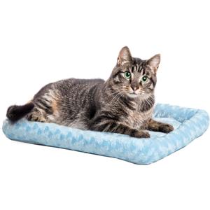 MidWest Homes for Pets QuietTime Fashion XXS Dog Bed  Blue Faux Fur Bolster, Ultra-Soft and Machine Washable, Fits 18-Inch Crates and Carriers, for Small Dogs and Cats