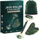 Jade Roller & Gua Sha Set  Natural Jade Face Roller for Puffiness, Wrinkles & Lifting  Cooling Facial Massage Tool for Glowing Skin, Stress Relief & Skincare Absorption