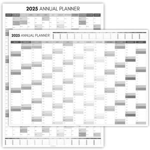 2025 Monthly Wall Planner, A2 60cm X 42cm | DOUBLE SIDED PRINT, Rainbow Wall Calendar 2025, Year Planner, Full Year to View | Organiser for Office, University, School | Mono (Folded)