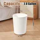 Small Platic 2 Gallon Trash Can - Compact Wastebin for Bathroom, Kitchen, Office, Home Use - Beige
