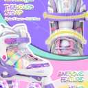 SULIFEEL Rainbow Unicorn 4 Size Adjustable Light up Roller Skates for Girls Boys for Kids Purple Small