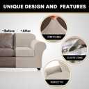 PrinceDeco Couch Cover Velvet Plush Sofa Covers for 2 Cushion Couch Width Up to 90 Inch Washable Furniture Protector Pet Friendly No Slip Sofa Slipcover(Medium-Large, French Oak)
