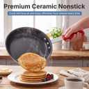 DUMOS 8 Inch Nonstick Frying Pan, Heavy-Gauge Aluminum Skillet, Red Handle