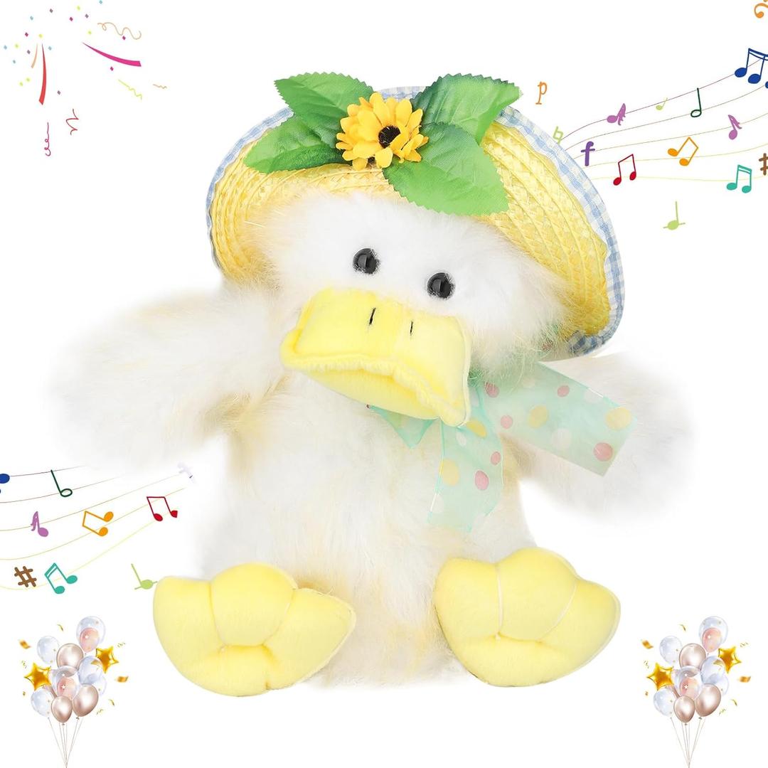 Singing Dancing Duck Stuffed Animals for Kids, Flapping Wings Shaking Body Musical Duck Plush Toys, Singing That You're My SunShine Easter Birthday Gifts for Toddlers Valentine's Day Gifts, 12 inch