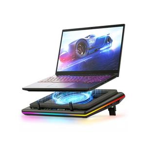 llano V12 Gaming Laptop Cooling Pad, RGB Laptop Cooler, Laptop Cooling Fan Stand with 5.5 Inch Powerful Turbofan, for 15.6-19in Laptop, Adjustable Speed, Dustproof, 3-Port USB Hub, Black (RGB)