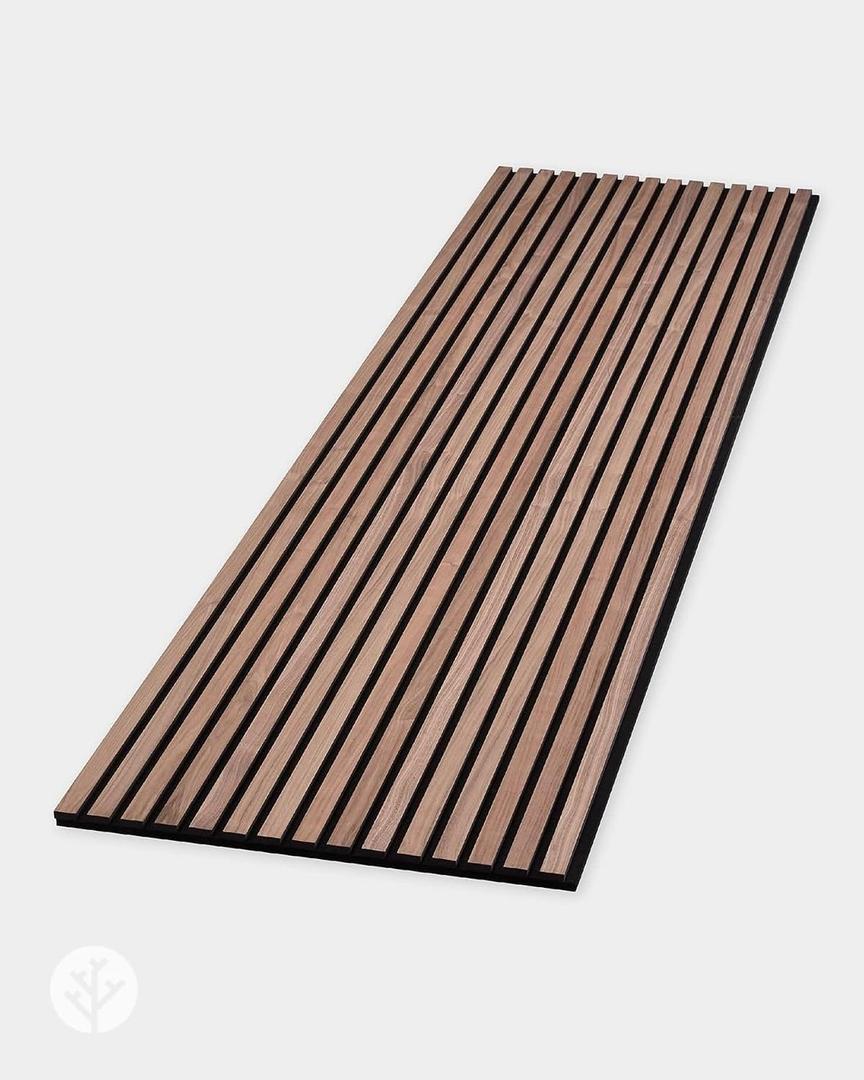 WVH Slatpanel Walnut Acoustic 3D Textured Wood Panels for Walls & Ceilings | Decorative Panels for Homes, Offices & Studios | 2 x 47.24 x 12.6 | Real Wood Veneer, MDF, Felt