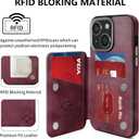 GUERNICA for iPhone 15 Wallet Case with RFID Blocking Card Holder for Women Men, Kickstand Shockproof Phone Case for iPhone 15(6.1"),Light Red