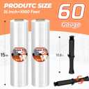 MUNBYN Shrink Wrap, Stretch Wrap with Handles, Stretch Film Roll Industrial Strength, Plastic Wrap for Pallet Wrapping Shipping Moving, 15 Inch x 1000 Ft, 2 Pack, 60 Gauge