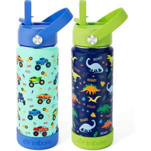 Fimibuke 18oz Kids Insulated Water Bottle, 18/8 Stainless Steel Kids Cups
BPA FREE Travel Tumbler with Straw Double Wall Vacuum Leak Proof Metal Toddler Water Bottle for School Boys Girls, 2 Packs