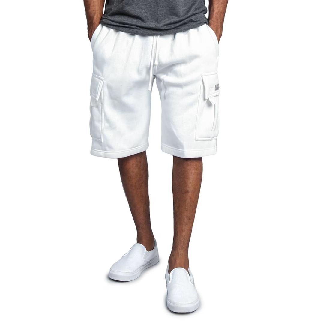 Men's Fleece Cargo Sweatpants SweatShorts 3XL, White