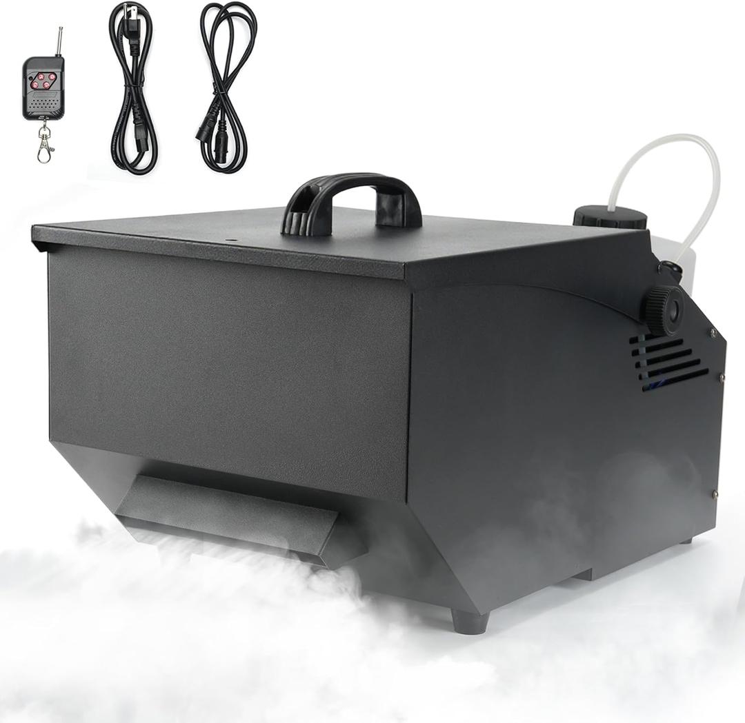 Low Lying Fog Machine, 1500W Dry Ice Fog Machine Fog Chiller Ground Fogger Outdoor and Indoor w/Remote and Wired Controller for Dance Floor Halloween Wedding Party Stage Effect