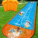Spring Water Slip and Water Slide for Kids Backyard, 22ft*3 Racing Lanes Slip Water Slides with Sprinkler for Age 5-8 8-12, Summer Outdoor Water Toy with 3 Inflatable Bodyboards, 22ft-Triple Lane