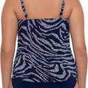 Womens Adjustable Hank Swim Tankini Top with Built-in Bra Support (Blue)