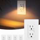 SURAIELEC 15AMP Outlet with Nightlight, Dusk to Dawn Guide Light, Electrical Receptacle with LED Night Light 3000K, Tamper Resistant Outlet, ETL Listed, Screwless Wall Plate Included, White, 5 Pack