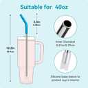 40 oz Straight Metal Straws for 40 oz Stanley Tumbler, 6 Pcs Stainless Steel Reusable Drinking Metal Straw with Colourful Silicone Tips,Straw for Glass Cups, BPA FREE
