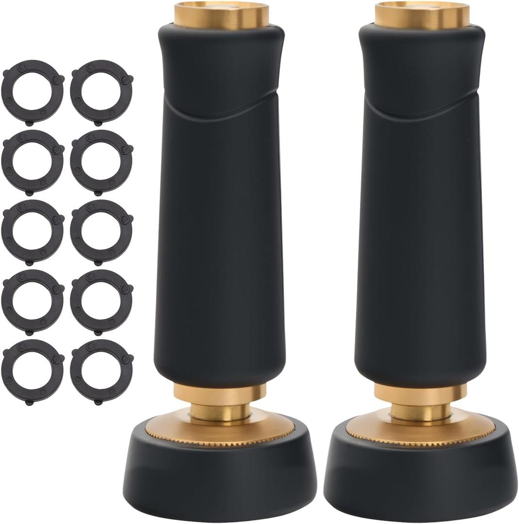 Brass Hose Nozzle, Heavy-Duty Sprayer for Garden Hoses, High Pressure Adjustable Twist Hose Nozzle, Spray Gun Rubber-Coated, Extra 10 Rubber Washers, 2 Pack