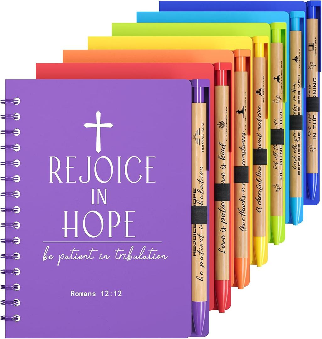 INSADA 56 Sets of Multicolored Christian Prayer Journals in Bulk small notepad 5.43 x 4.33 Spiral Notebooks with Matching Pens - inspirational Gifts,Church Members & Bible Study Groups