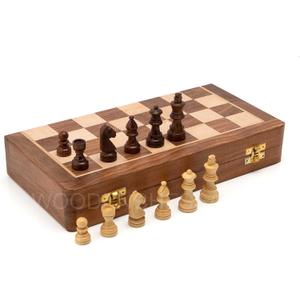 Handmade Magnetic Wooden Folding Chess Board with Storage for 32 Chessmen (7 X 7 Inches)