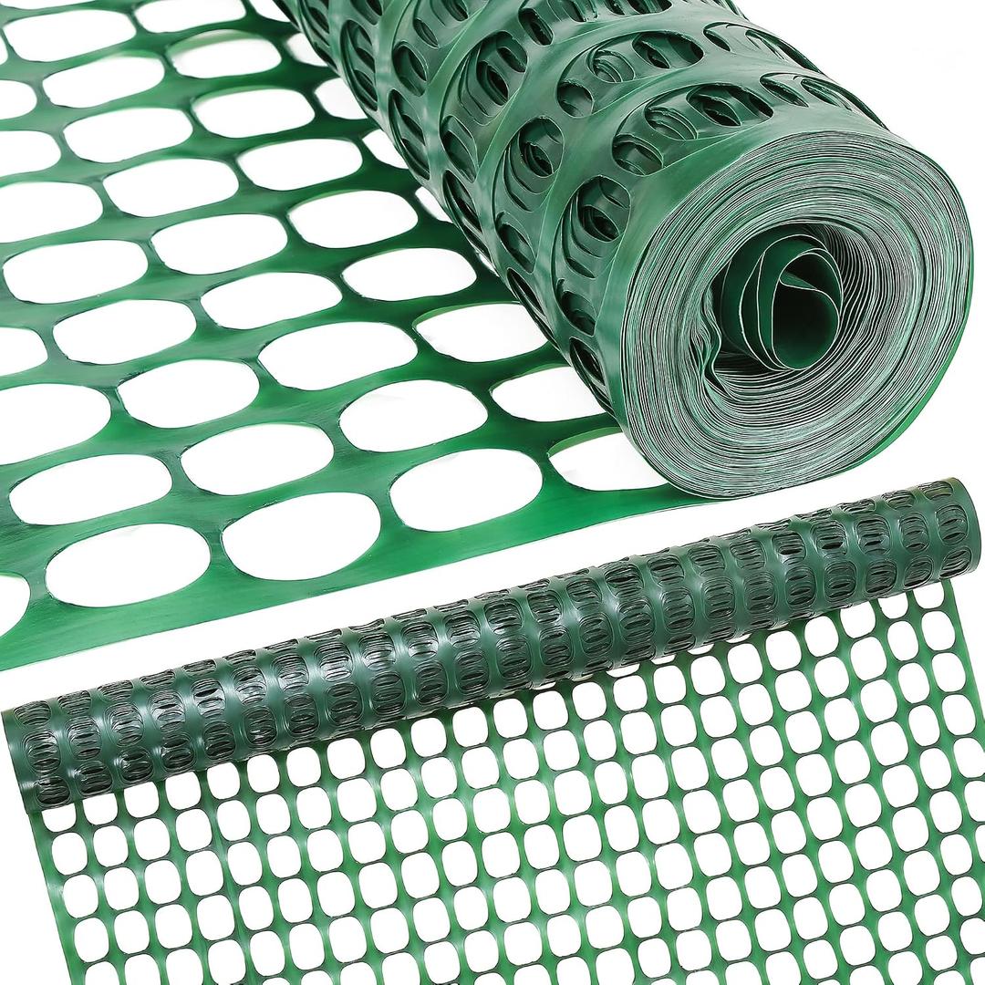 Houseables Fencing, Temporary Fence, Snow Fence, 4x100' Feet, 10.55 lb/roll, Green Plastic Fencing, Deer Netting, Plastic Mesh Roll, Safety Netting, Construction, Yard, Garden, Chicken, Dogs, Backyard