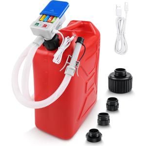 Fuel Transfer Pump 3.2 GPM, USB Type-C & AA Battery Powered, 51" Hose Portable Liquid Pump with Auto-Stop Sensor and 4 Tank Adapters, Fast & Safe for Gasoline & Diesel Oil Blue